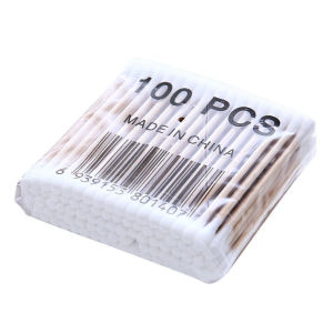 100Pcs/30Pcs/Pack Double Head Cotton Swabs Bamboo Stick White with Plastic Wrapper Eco Friendly