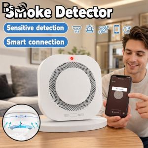 Smart Smoke Detector Wireless Fire Alarm Phone App Alert Remote Notification Home Kitchen Safety Sensor