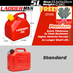 5L LADDERMAN Oil Tank Auto Shut Off Gasoline Container Mount Motorcycle Spare Fuel Tank Car Petrol Tank Minyak