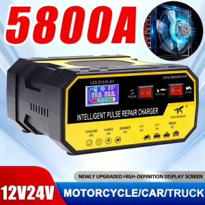【30 Year Warranty】Japan Car Battery Charger 12v 24v Heavy Duty for Motorcycle Car Full Automatic Intelligent Pulse Repair Battery Fast Charging Automatic Voltage Power Saving With Digital Lcd Display Lead Acid Battery Universal Repair Type