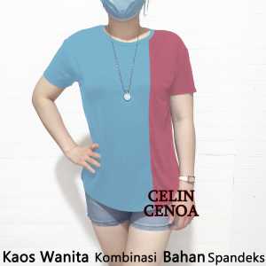 kaos lengan pendek wanita  allsize t shirt kombinasi