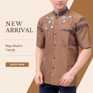 Koko Pria Dewasa Lengan Pendek Bordir – Baju Muslim Katun Guppy Gaya Kekinian
