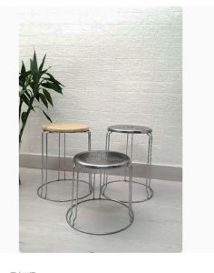 ghế đẩu Bề mặt sắt nhỏ tròn phân giả inox phân dày nhà sáng tạo nhựa thấp phòng khách phân gia cố phân tròn phân