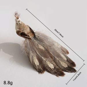 MAOMEI Kẹp Đồ trang trí hình chim công cho dịp Giáng sinh. Chất liệu vải Lông vũ lấp lánh Cây treo hình chim công Sang trọng Đuôi dài bằng vải tuyn Đồ trang trí Giáng sinh hình chim công Đồ trang trí cho dịp lễ