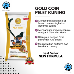 GOLD COIN PELET KUNING VOER BURUNG MURAI 450 GRAM