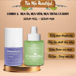 [Mụn Ẩn Cám Mụn Viêm Body Carolina] Combo 2: Peel da Body Sinh học + Serum Mụn BHA Centella Relief