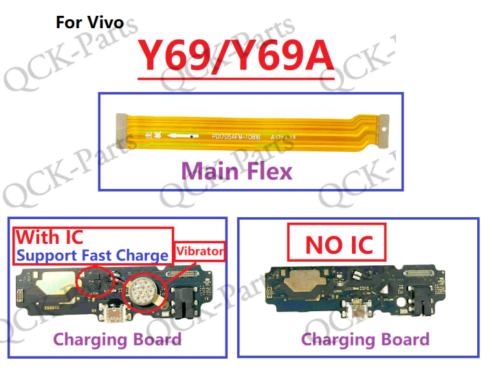 Main Motherboard Flex For VIVO Y69 Y69A Y69L With IC Micro USB Charger  Connector Flex Cable Microphone USB Charging Dock PCB Board Flex Cable