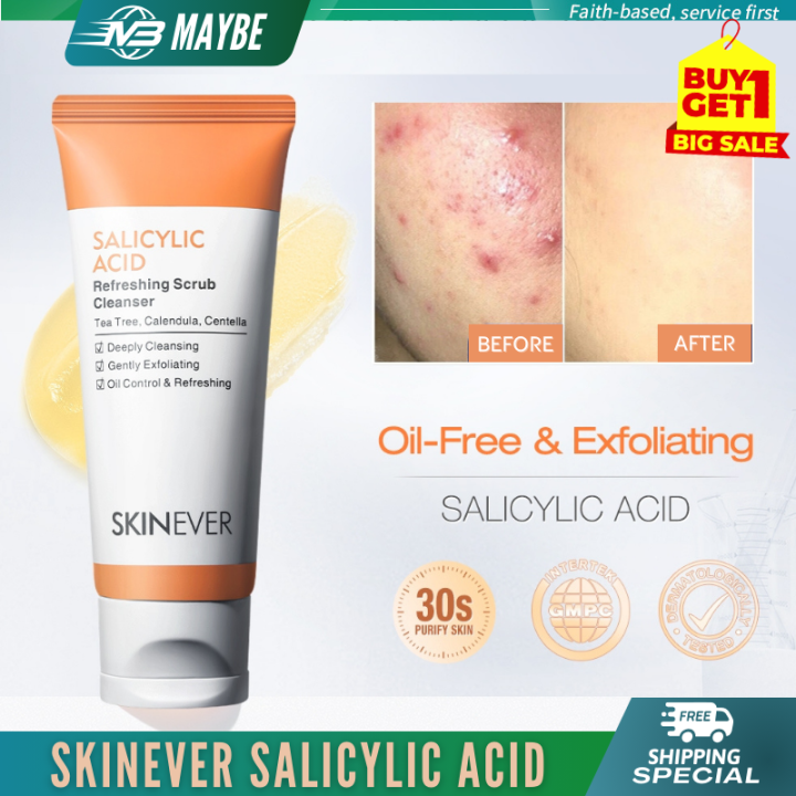 SKINEVER Salicylic Acid Refreshing Scrub Cleanser Oil Control Acne Deeply Cleansing Exfoliates