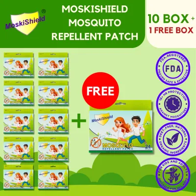 [10 boxes + FREE 1 box] MoskiShield Mosquito Repellent Stick On Patch 10 Boxes Plus 1 FREE Box Dengue Protection