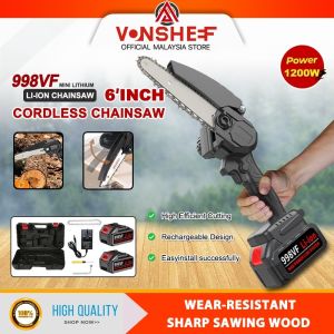 998VF 6”Inch Mini Cordless Chainsaw Wood Cutter Secateurs Portable Branch Pruning Saw Gergaji Elektrik Mesin