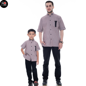 ARRA Series: Baju Koko Muslim Pria Dewasa Lengan Pendek & Kurta Pakistan Bahan Oxford Denim