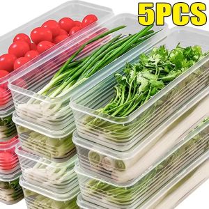5/10pcs Kitchen Food Storage Containers / Seal Leak-proof Refrigerator Food Storage Box / Stacking Fruits Vegetables Fresh Box / for Meat Noodles Celery Lettuce / Fridge Organizer Box