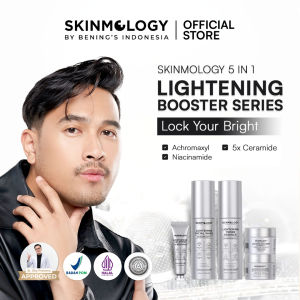 Skinmology By Benings Indonesia - 5 in 1 Lightening Booster Series - Paket isi 5 pcs Sabun Muka Krim Siang Krim Malam Toner Moist - Achromaxyl Niacinamide Hyaluronic Acid - Mencerahkan Glowing Kulit Kusam - Pria Wanita Busui