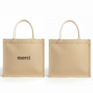 bagsiamshop(BA1321) กระเป๋า merci กระเป๋าช้อปปิ้ง ผ้ากระสอบ กระเป๋าไปทะเล