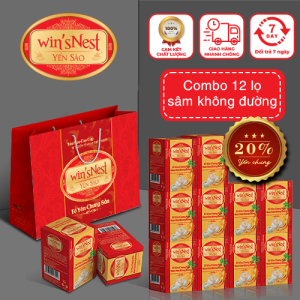 TÚI 12 Lọ lẻ Yến Sào winsNest Tổ Yến Chưng Sẵn Nhân Sâm Không Đường 20% (70ml/ Lọ)
