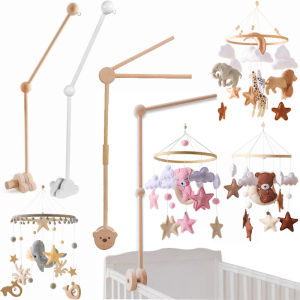 Baby Wooden Mobile Bed Bell Rattles Toys Soft Felt Pink Cartoon Bear Toddler Crib Hanging Musical Rattles Toys For Newborn Gifts2026