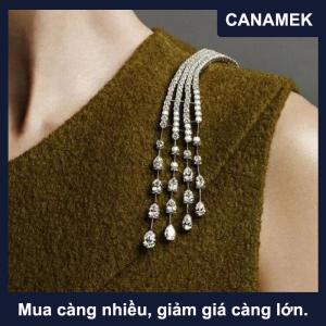 【CANAMEK】 New ánh sáng sang trọng tinh tế pha lê sao băng dài tua trâm Pin cho phụ nữ thời trang vai chuỗi trang sức bên Quà Tặng