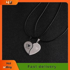 HB Couples Jewelry Heart Necklaces Couple Necklace Stainless Steel Engraved Love Pendants Necklace Valentines Day