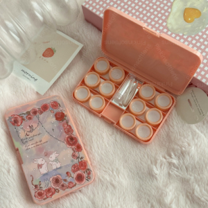 6in1 Kotak Softlens Flower Premium Bunga Case Acrylic Kotak Softlens Transparan isi 6 in 1 / Tempat Soflens 6in1 Flower Case Transparant Softlen / Travel Kit Mini Karakter