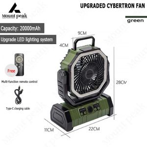 MOUNT PEAK 2026 Upgraded Heavy Duty Remote Control Wireless 20000MAH Portable Fan Outdoor Camping Fan Rechargeable Mini USB Table Fan with LED Light