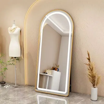 Light luxury full-length mirror Smart LED light wearing mirror Hairdressing salon beauty shop mirror