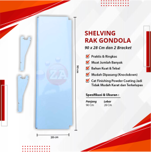 Shelving Ambalan Rak Gondola Minimarket Supermarket 90 x 28 Cm dan 2 Bracket