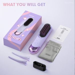 Enchen H100 Cordless Hair Straightener Comb Portable Wireless Negative Ionic Hair Straightener Brush Comb Fast Heating