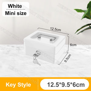 Steel Cash Box Safe Cashier Money Box with Key Lock/ Password Lock Double Layer Money Safe Box with Removable Coin Tray