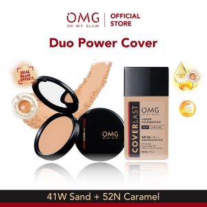 OMG Oh My Glam Coverlast Liquid Foundation + Two Way Cake Package Indonesia / Paket Alas Bedak 25ml & Bedak Padat 12g / Duo Power Cover Bundle / SPF 20 PA++ / Light Beige Natural / Cosmetic Series Set / TWC Full Set Refill / Compact Cushion Concealer