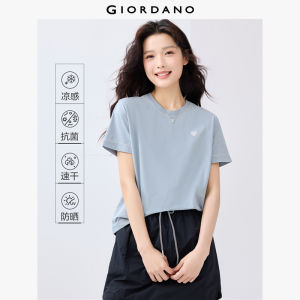 Giordano Women Ice cooling heart embroidery short sleeve tee Free Shipping 05325431