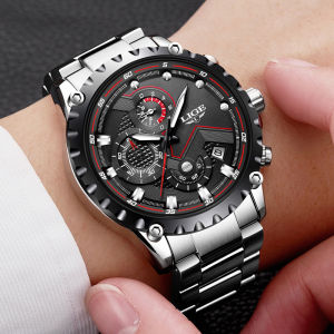 LIGE Luxury Sports Men Watches Fashion Stainless Steel Waterproof Analog Quartz Wrist Watch