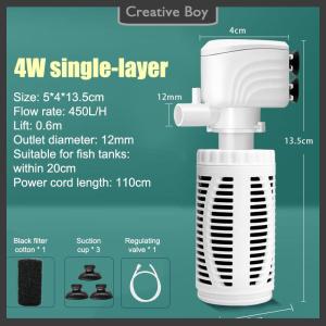 [Creative] 3 In 1 Aquarium Filter Pump Silent Fish Tank Submersible Air Oxygen Aerator Aquarium Air Pump Water Changer Pump Wave Maker