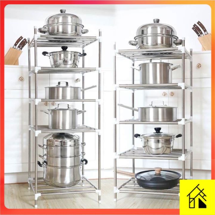 (READY STOCK)Steel Pot Shelf Collapsible Kitchen Accessories Dish Rack
