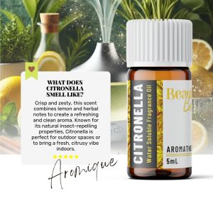 CITRONELLA Water-Soluble Fragrance Oil for Fresh Home Diffuser & Humidifier - Bug-Repellent 5mL