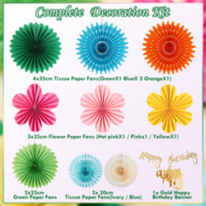 New Spring Summer Paper Hanging Decorations Folding Flower Paper Fan Happy Birthday Party Banners for Party Holiday Supplies