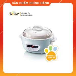 [Bear Chính Hãng] Nồi nấu chậm Bear SUBE003 2.5 Lít  (có lồng hấp) với 8 chức năng và ruột nồi bằng sứ cao cấp. Thích hợp cho bé ăn dặm người có tuổi người ốm dậy người ăn kiêng chơi thể thao.