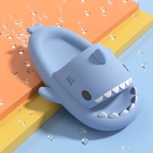 Summer Cute Shark Slippers Women Men Waterproof Home Bathroom Thick Sole Sandals Outdoor Beach Non-slip Slides Cartoon EVA Shoes