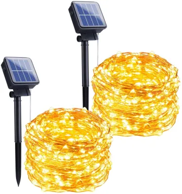 *SG seller*Outdoor Solar String Lights 10M 100 Led /20M 200LEDs Solar Powered Fairy Lights with 8 Lighting Modes Waterproof Decoration Copper Wire Lights for Patio Yard Trees Christmas Wedding Party