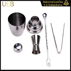 【UEB】4PCS เครื่องปั่นค็อกเทลเครื่องมือ Barware เครื่องมือสแตนเลสน้ำหนักเบา Profission Cocktail Shaker Set พกพาพร้อม Jigger สำหรับ Bartender Supplies