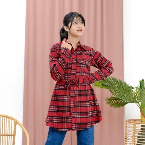 Baju TUNIK  serut Flanel  Anak  Perempuan  ALV Kids