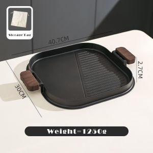 Vision 30CM Non-stick Baking Tray Barbecue Pan Square Grill Plate Korean Barbecue Grill Pan Meat Stone Tray Household Outdoor Gas Stove Special Use BBQ Plate Cassette Oven Baking Pan