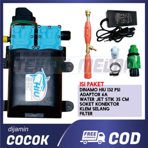 Paket Dinamo Steam Tekanan Tinggi Merek HIU Original Double Pump Isi Paket Dinamo Adaptor Water Jet Stik Soket Konektor Klem Filter | Dinamo Steam Cuci Motor Mobil AC