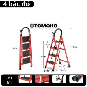 THANG GHẾ NHÔM LOẠI 3-4-5-6-7 BẬC Tomoko Chính Hãng Nhật Bản ( Bảo Hành 2 Năm )+BẢN PRO KÈM Quà tặng