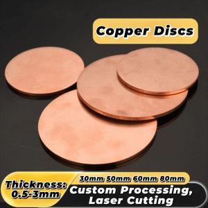 JACAUY Diameter 30-80mm Pure Copper Sheet Thickness 0.5-3mm Circular T2 Copper Disc Electrical Repairs Copper Sheet