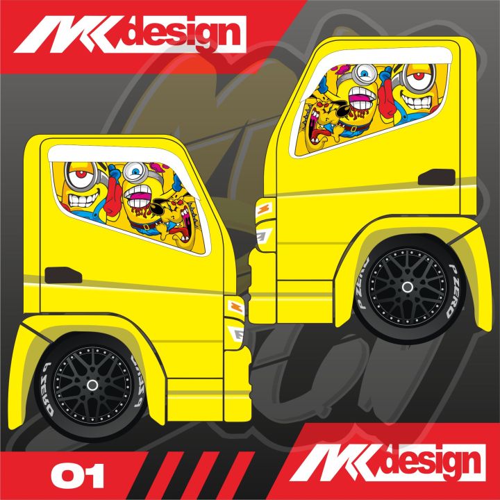 Stiker One Way Kaca Samping Truk Canter - Bisa Request/custom