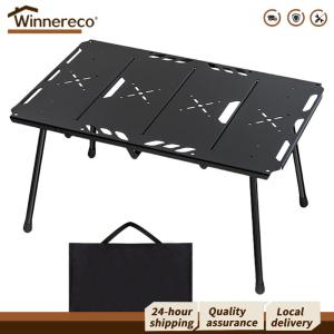 【Winnereco】 โต๊ะแคมป์ปิ้งพกพาแบบพับได้ 4 ตอน น้ำหนักเบา เหมาะสำหรับเดินป่าและตั้งแคมป์กลางแจ้ง