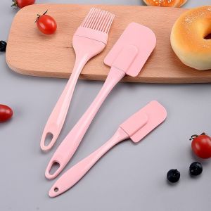 Bộ dụng cụ làm bánh 3 món silicon gồm chổi cọ quét dầu ăn spatula trộn bột phới dẹt silicone đánh trứng kem chịu nhiệt