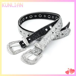 [KUNLIAN] Shiny Rhinestone Wide Belt Ladies Dress Belt Adult Rhinestone Belt Dress Belt