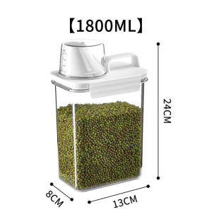 Toples Penyimpanan Makanan 1100ML Serbaguna Dengan Gelas Ukur Tempat Penyimpanan Cereal Plastik Bening Acrylic 1800ML Kontainer Makanan Storage Jar Food 2300ML Toples Kotak Transparant Kedap Udara Dispenser Deterjen Pakaian Pet Food Storage Anti Tumpah pt