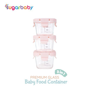 SugarBaby Premium Glass Jar Baby Food Container 3 pcs BPA FREE / Peralatan Makan Bayi MPASI / Wadah Mangkok Bayi Silicone Lid